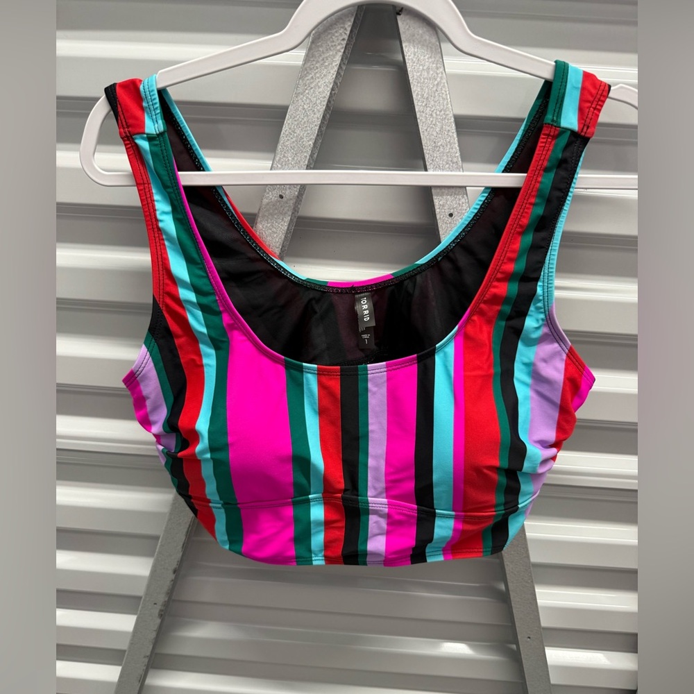 Torrid wireless scoop multicolored stripe bikini top Size 1X (14-16)